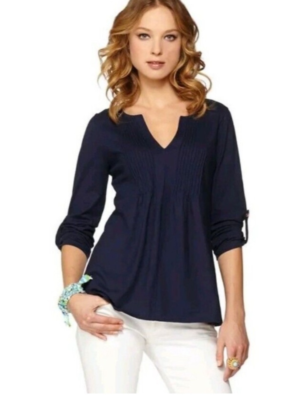 Lilly Pulitzer Braylen Long Sleeve Tunic Top in navy size medium